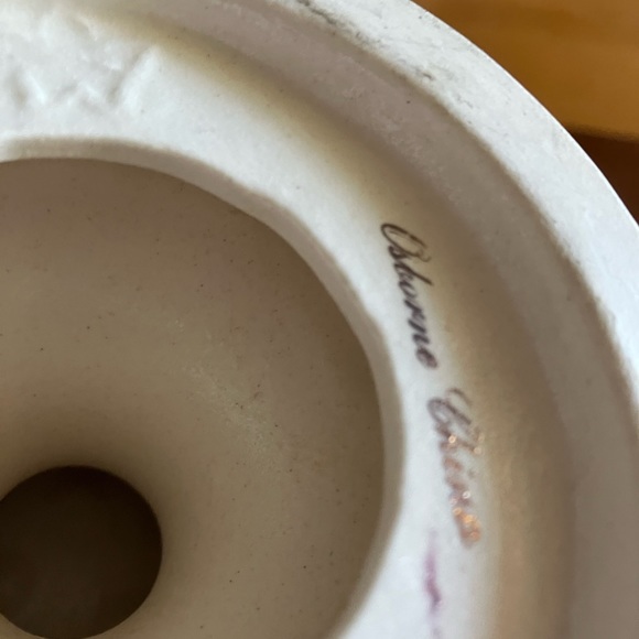 VINTAGE GOLD PEDESTAL DISH OSBORNE CHINA CROWN MARK RIPPLED RIM COURTING COUPLE - Picture 7 of 7